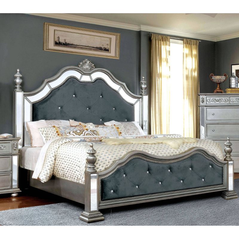 California King Divito Traditional Mirror Trim Bed Silver - HOMES: Inside + Out, 3 of 6