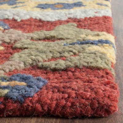 Blossom Red Handmade Wool 8' Square Area Rug