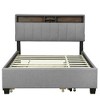 TIRAMISUBEST Full/Queen Size Upholstered Platform Bed with Storage Headboard, Twin XL Size Trundle & 2 Drawers and a set of Sockets & USB Ports - 3 of 4