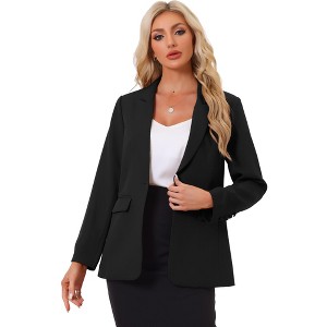 Allegra K Women's Bussiness Work Office One Button Open Front Blazer - 1 of 4
