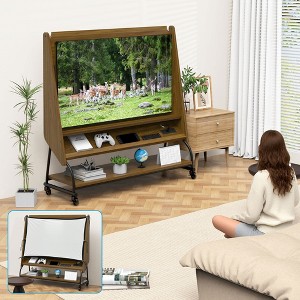 MOEPISY Mobile TV Stand with Mount for 32-50 inch TV with Projector Screen & Power Outlets - Adjustable Rolling TV Cart, MDF Wood - 1 of 4