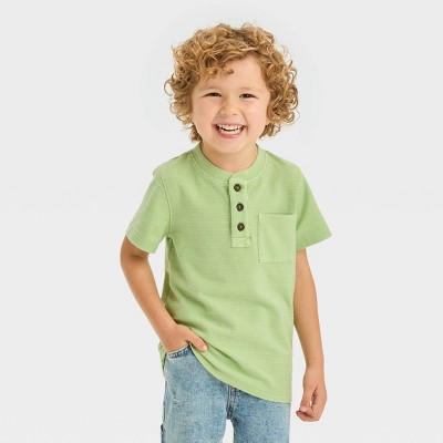 Image of Toddler Boys' Short Sleeve Henley T-Shirt - Cat & Jack™ Green 3T