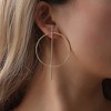 Bar Hoop Earrings Big Round Circle Earrings Geometric Circle Stick Earrings Gold Fashion Jewelry for Women Gift (Gold) - 2 of 4