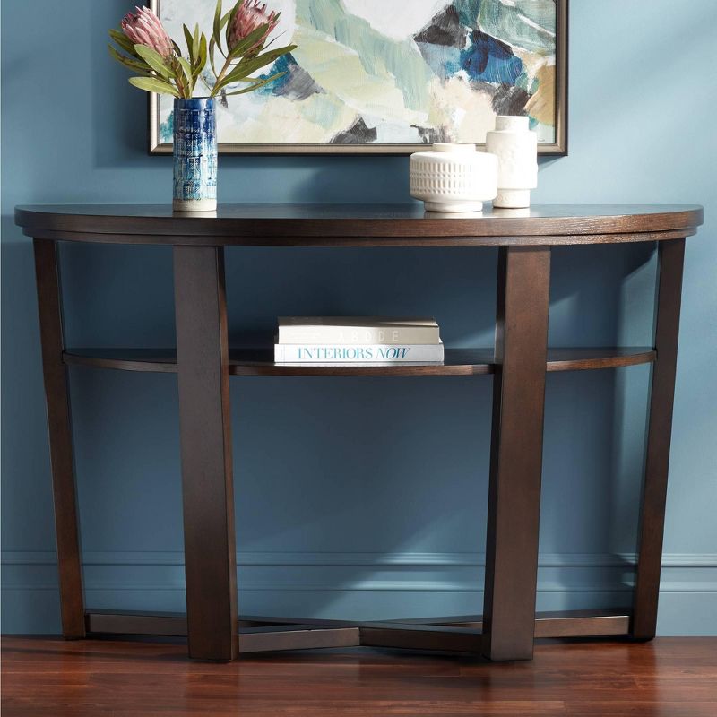 Elm Lane Conrad Modern Rich Wood Console Table 47 1/2" x 18" with Shelf Dark Brown Crisscross Leg for Living Room Bedroom Bedside Entryway Home Office, 2 of 10