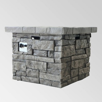 Angeles Outdoor Square Fire Pit - Gray - Christopher Knight Home