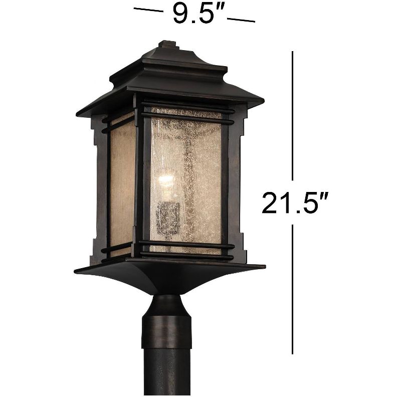 Franklin Iron Works Hickory Point Rustic Vintage Outdoor Post Light Walnut Bronze 21 1/2" Frosted Cream Glass for Exterior Barn Deck House Porch Yard, 4 of 8