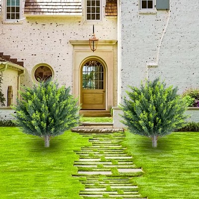 43.3 Inch Artificial Topiary Ball Tree with Spike,Artificial Cedar Tree for Home Decor, Indoor and Outdoor, Set of 2