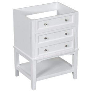 ChicFurnit Bathroom Vanity 24 Inch Bathroom Cabinet Base with Drawer and Open Shelf for Bathroom, White, 23.6"*17.9"*33" - 1 of 4