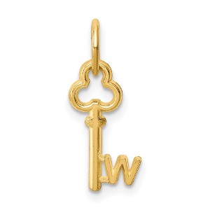 Black Bow Jewelry 14k Yellow Gold, Hannah Collection, Mini Initial W Shamrock Key Charm - 1 of 4