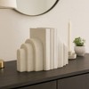 Decorative Marble Layered Arch Bookends - Cute Book Ends for Office Desk Decor, Home Library, or Bedroom Decoration - Set of 2, 6", White - 2 of 4