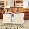 Tangkula 43" Cat Litter Box Enclosure for 2 Cats w/ Double Rooms 2 Sisal Scratching Mats - 3 of 4