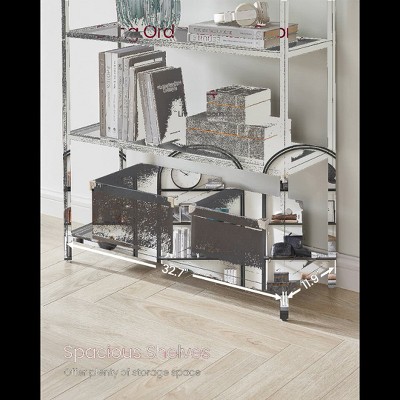 Gold Arched 5-Tier Bookcase with Glass Shelves