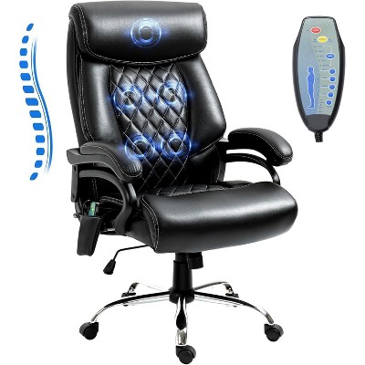 High Back Office Chair - Back Vibration Massage, Big and Tall Executive Desk Chair for Heavy People,Computer Chair Wide Spring Seat,Quiet Wheels