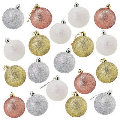 48-Pack Mini Christmas Tree Ornaments - Glitter Red, Green, Silver Shatterproof Small Christmas Balls Decoration,Assorted, 1.5"