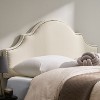 KWPZQEB Upholstered Headboard Queen Size, Retro Simple Style Headboard with Nailhead, Arc-shaped headboard with Metal Legs, Beige - 2 of 4