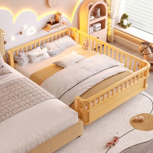 Racxily Platform Bed for Kids, with Safety Guardrails and Detachable Fence - 1 of 4