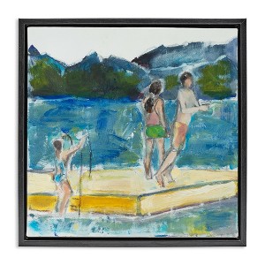 Stupell Industries Kids on Swimming Dock Abstract, 18" x 18" - 1 of 4