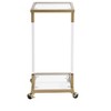 GDFStudio Cuthbert Modern Tempered Glass End Table with Acrylic Legs and Lockable Wheels - 4 of 4