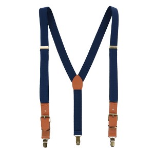 CTM Men's 1 Inch Wide Suspender with Faux Leather Buckle and Clip-Ends - 1 of 4