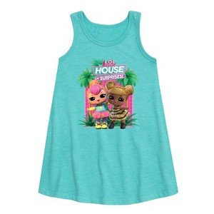 Girls' - Lol Surprise! - Lol Hos Palm Trees Graphic Sleeveless Aline Dress - 1 of 3