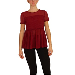 bar III Womens Smocked Knit Blouse - 1 of 4