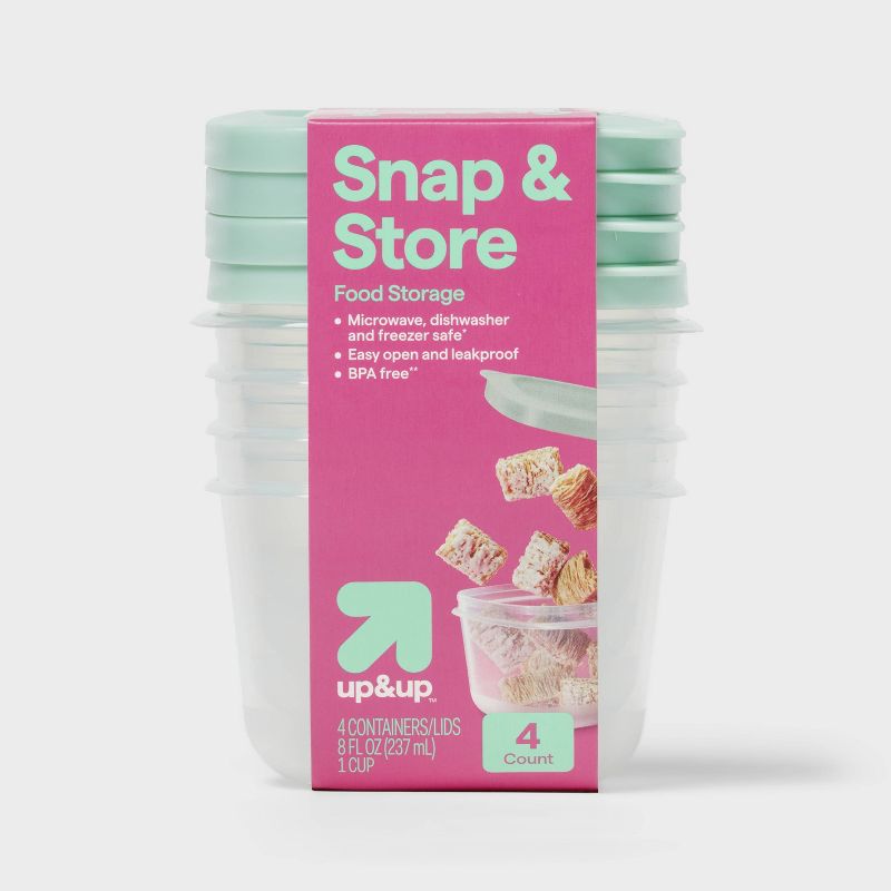 Small Square Food Storage Containers - 8 fl oz/4ct - up &#38; up&#8482;, 1 of 4