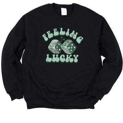 Simply Sage Market Women's Graphic Sweatshirt Green Dice Feeling Lucky