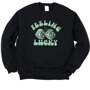 Simply Sage Market Women's Graphic Sweatshirt Green Dice Feeling Lucky - 1 of 3