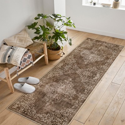 coucheta Vintage Washable Area Rugs, Multi-size Floral Stain Resistant Non Slip Non-Shedding Low Pile Carpet, for Living Room, Bedroom, Dining Room