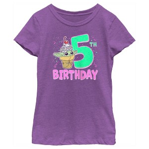 Girl's Star Wars: The Mandalorian Grogu 5th Birthday Ice Cream Cone T-Shirt - 1 of 4