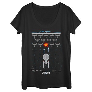 Women's Star Trek Enterprise Pixel Video Game Battle Scoop Neck - 1 of 4