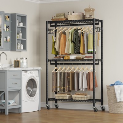 VIPEK R2 Plus Appendino Abiti Con Ruote E Cestelli - Armadio Portatile In Metallo 182 Cm, Nero - 4
