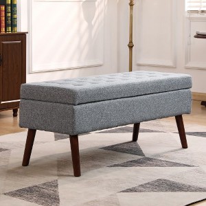 CAVINAS Upholstered Storage Ottoman Bench, Tufted Entryway Bench with Safety Hinge, Ottoman with Storage for Bedroom, End of Bed Bench Foot - 1 of 4