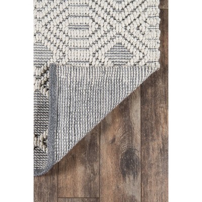 Gray Geometric Handwoven Synthetic Runner Rug