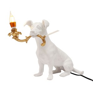 YIYIBYUS Modern Resin Engraved Puppy Dog Table Lamp, Animal Desk Lamp - 1 of 4