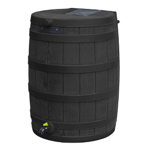 Good Ideas Rain Wizard Eco 50-Gallon Rain Saver Barrel, Single Spigot, Made with Recycled Materials and Screen for Garden and Outdoors, Black - 1 of 4