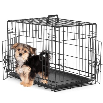 Musment Dog Crate with Double Doors - Enhanced Metal Foldable Pet Cage with Divider Panel & Removable Tray, Portable Extra Large Kennel for Black