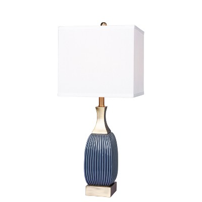 Vertically Ribbed Ceramic Table Lamp Antique Blue  - Fangio Lighting