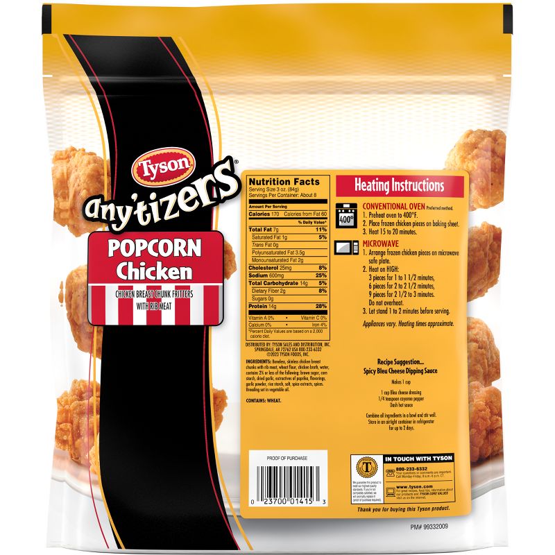 Tyson Any&#39;tizers Frozen All Natural Popcorn Chicken - 24oz, 2 of 7