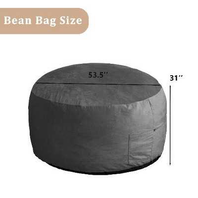 CAVINAS 5Ft Bean Bag Chair, Bean Bag Chairs for Adults with Microfiber Cover and Memory Foam