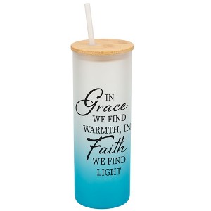 Elanze Designs In Grace Find Warmth In Faith Find Light Wrap-Around Design 25 Ounce Frosted Gradient Glass On-The-Go Coffee Travel Skinny Tumbler Mug - 1 of 1
