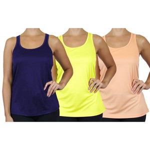 Galaxy By Harvic Women's Moisture Wicking Racerback Tank-3 Pack - 1 of 4
