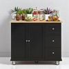 Kitchen Island with Drop Leaf, Solid Wood Top, Storage Cabinet, Drawers, Spice & Towel Rack, Adjustable Shelves, Mobile Prep Table for Dining Room - 2 of 4