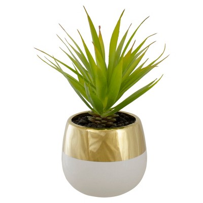 Northlight 7" Potted Green Artificial Sword Grass Plant