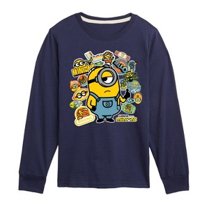 Boys' - Despicable Me Minions - Minion & Banana Stickers Long Sleeve Graphic T-Shirt - 1 of 4