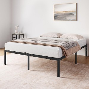 Bed Frame Heavy Duty Mattress Foundation, Easy Assembly, No Box Spring Needed, Platform Bed for Bedroom, Apartment, Black, Metal - 1 of 4