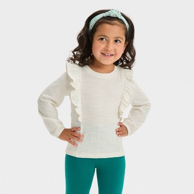 Toddler Girls' Pucker Knit Long Sleeve T-shirt - Cat & Jack™ : Target