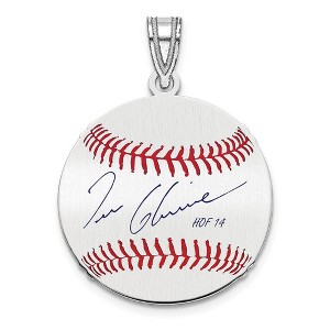 Black Bow Jewelry Sterling Silver Tom Glavine Signature SM Enamel Baseball Pendant - 1 of 4