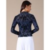 INSPIRE CHIC Women's Sheer Mesh Floral Mock Neck Long Sleeve See Through Blouses - 4 of 4