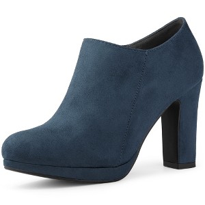 Allegra K Women's Platform Round Toe Chunky Heel Ankle Booties - 1 of 4